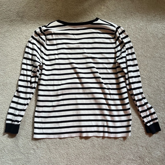 LOFT B&W XL Striped Sweater w/ Floral Embroidery - Picture 4 of 4